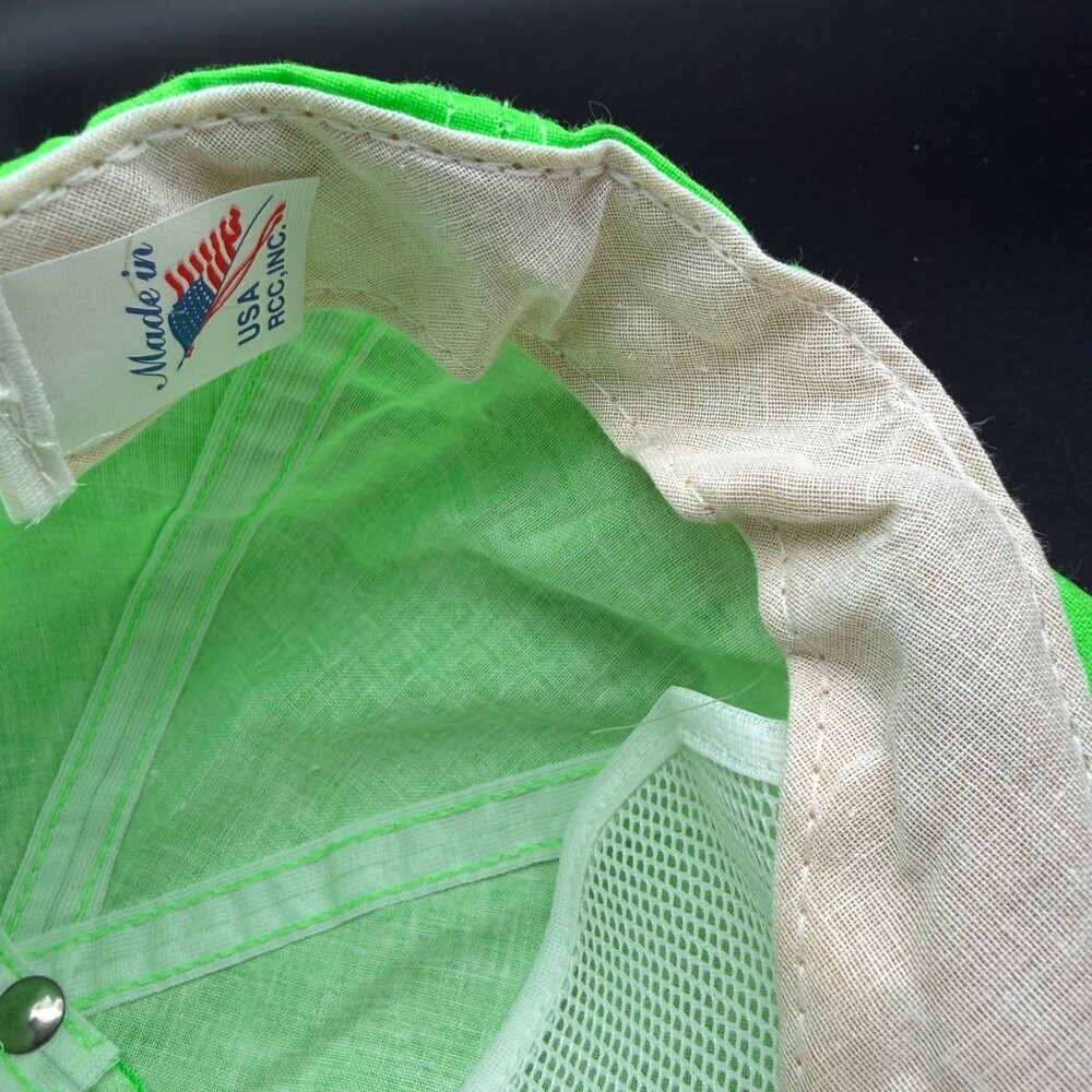 Vintage Vipco Just Do It Hat Cap Snapback Flat Bill Lime Green Made in USA - Picture 11 of 13